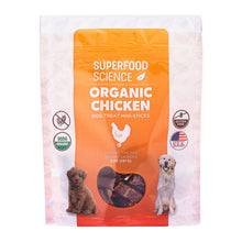 Load image into Gallery viewer, superfood science organic chicken dog treats mini sticks recipe for dogs gluten free usda organic grain free made in usa