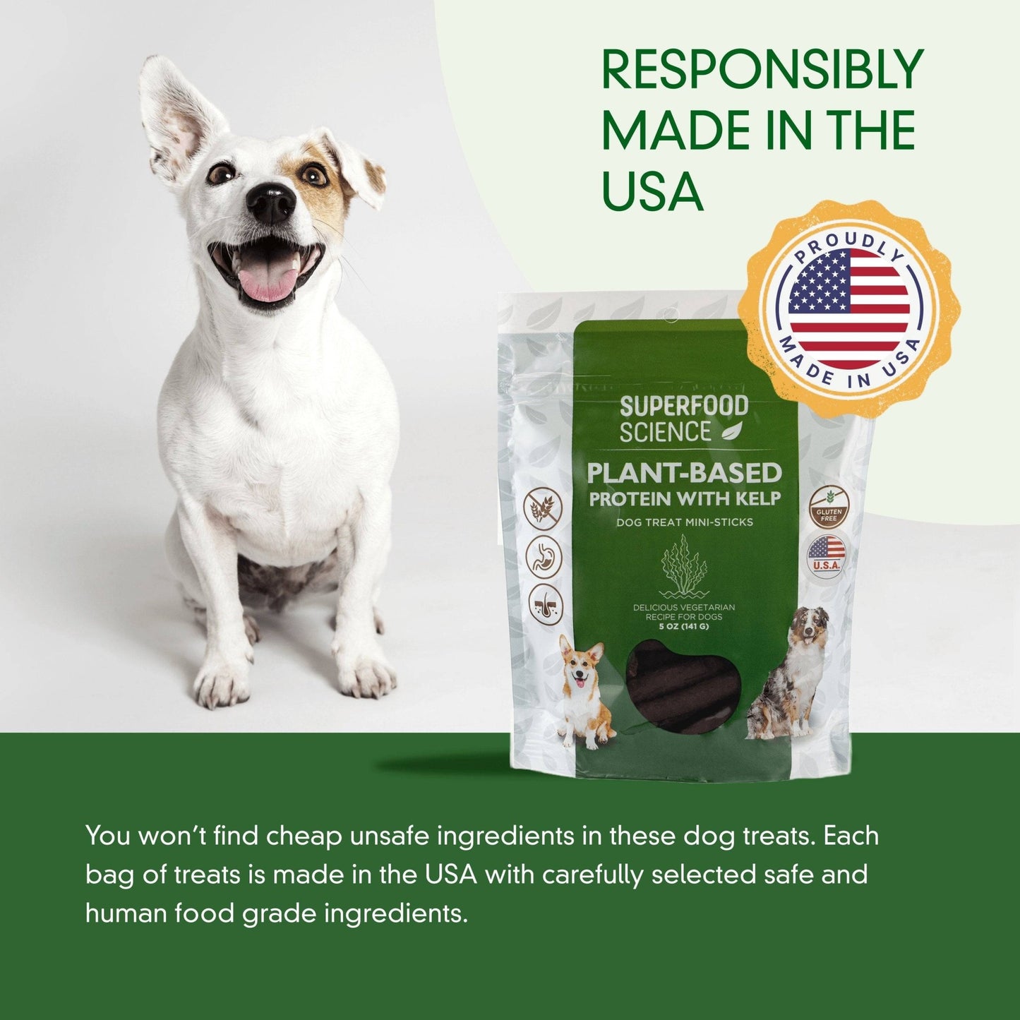 Plant-Based Protein with Kelp Dog Treat Mini-sticks - Superfood Science