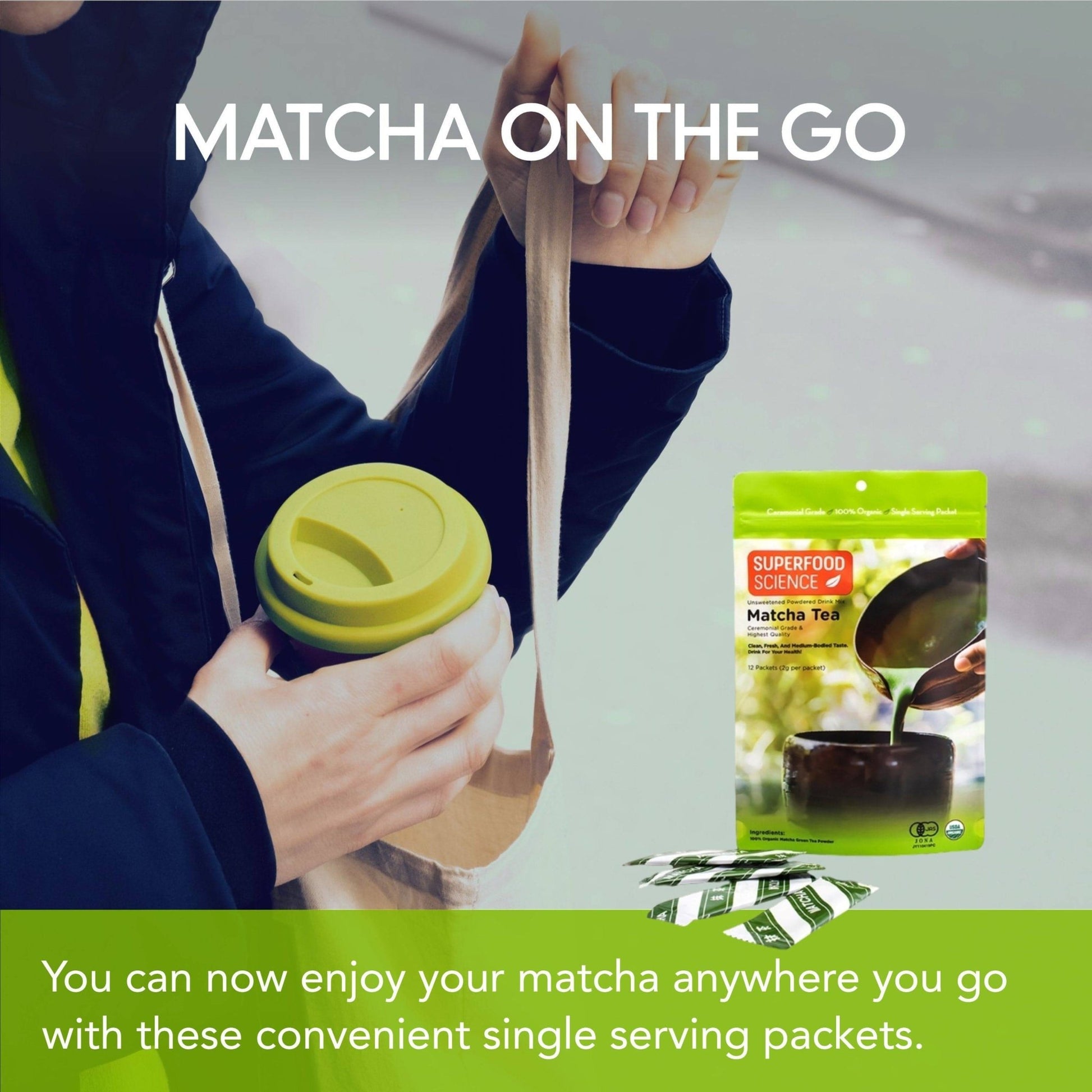 Organic Japanese Ceremonial Grade Matcha Tea Powder Packets (Wholesale) - Superfood Science