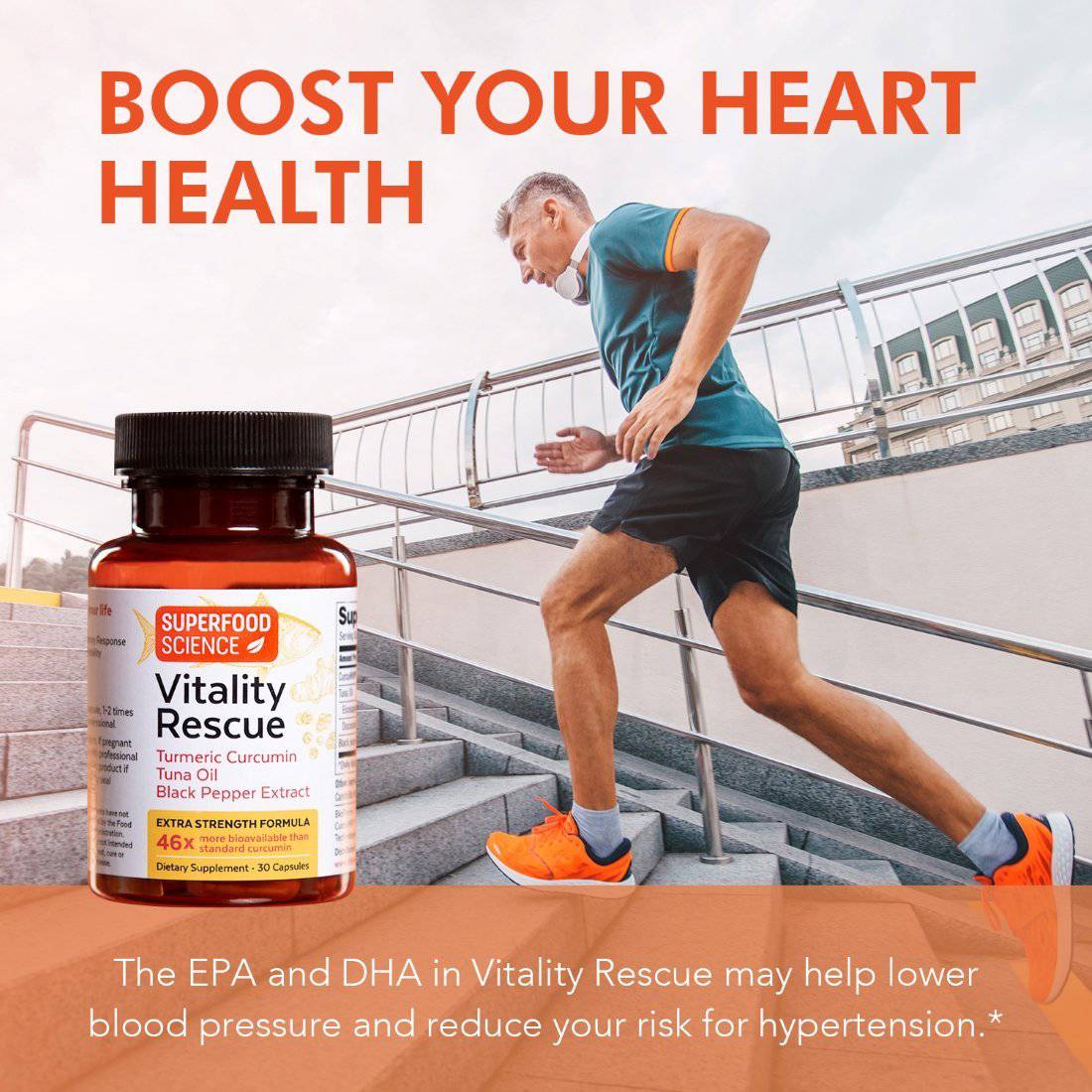 Vitality Rescue™ Extra Strength Turmeric Curcumin and Omega 3 Fish Oil Supplement - Superfood Science