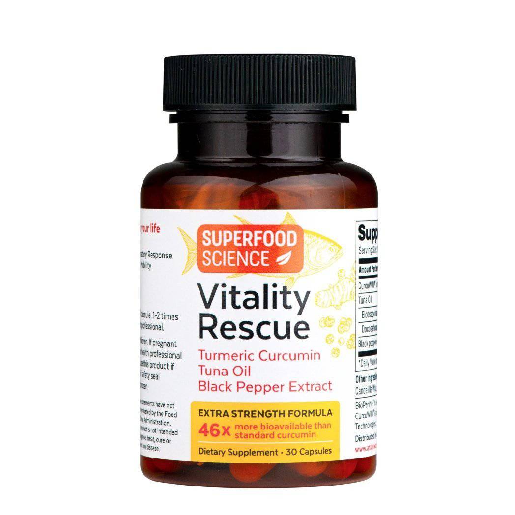 Vitality Rescue™ Extra Strength Turmeric Curcumin and Omega 3 Fish Oil Supplement - Superfood Science