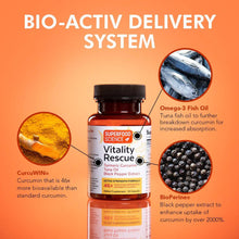 Load image into Gallery viewer, Vitality Rescue™ Extra Strength Turmeric Curcumin and Omega 3 Fish Oil Supplement - Superfood Science