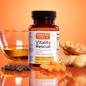 Vitality Rescue™ Extra Strength Turmeric Curcumin and Omega 3 Fish Oil Supplement - Superfood Science